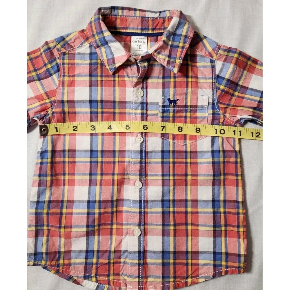 Carters Baby Boy 18M Plaid Button‎ Down Shirt Guc
